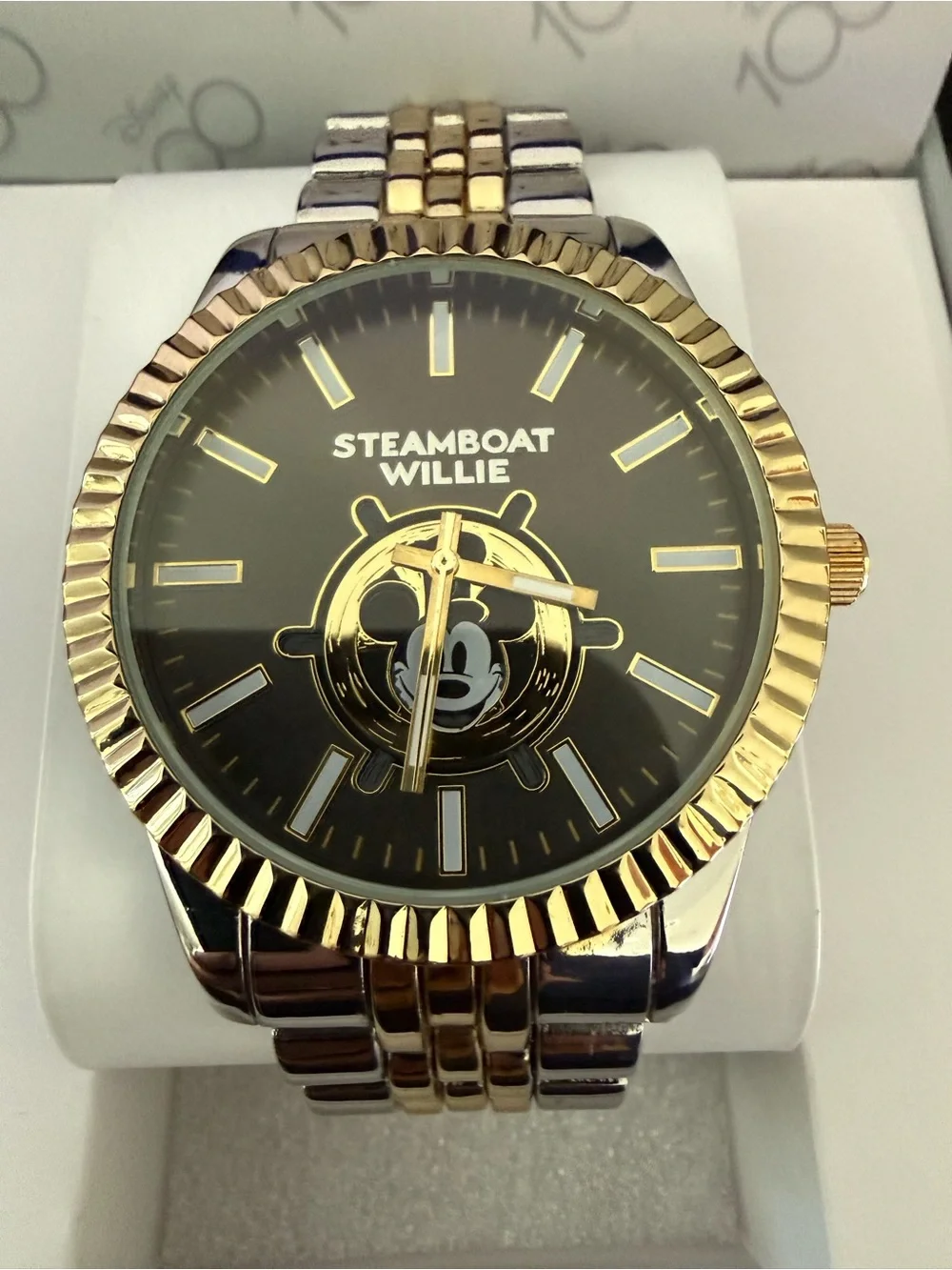 Disney 100th Anniversary Mickey Mouse Steamboat Willie Watch , Gold/Silver